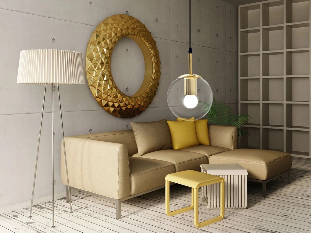 Toolight - sklenené stropné svietidlo E27 60W APP686-1CP, zlatá, OSW-00097