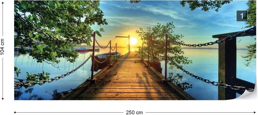 Fototapeta GLIX - Lake Pier Sunset + lepidlo ZADARMO Vliesová tapeta  - 250x104 cm