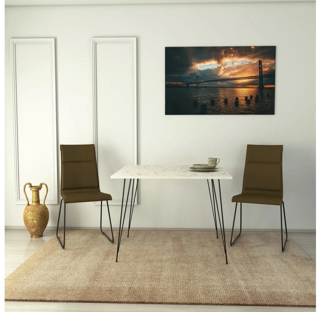 Asir Jedálenský stôl SANDALF 75x90 cm biela/čierna AS1412