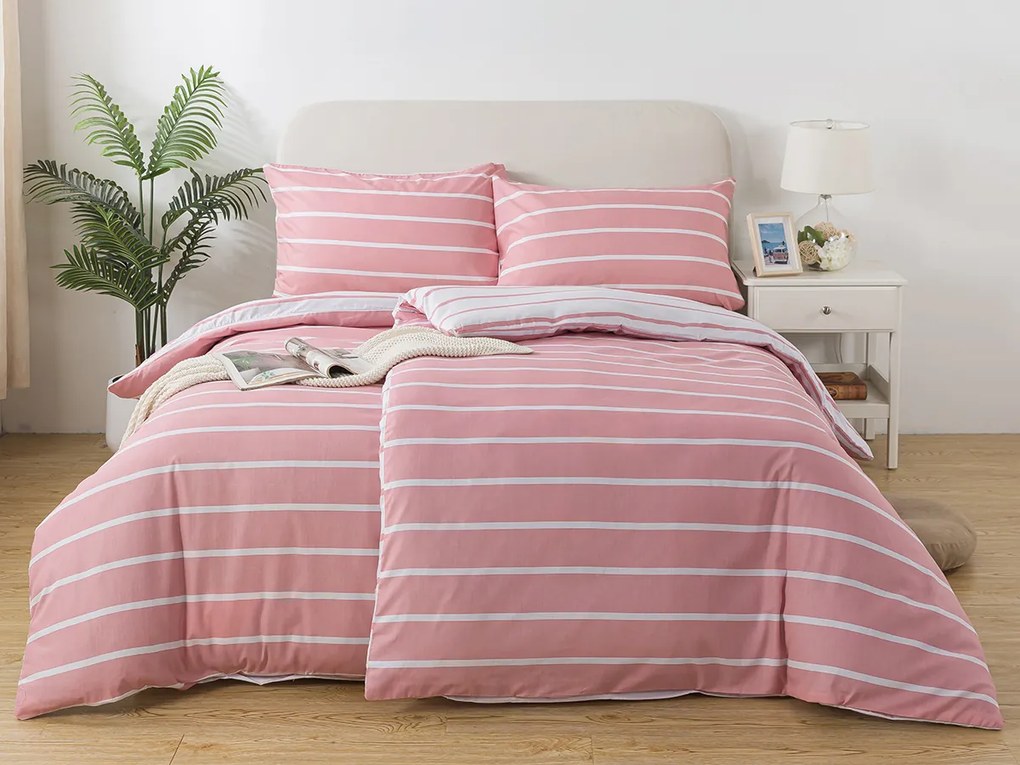 XPOSE® Bavlnené obliečky KLAUDIE DUO na dve postele - ružové