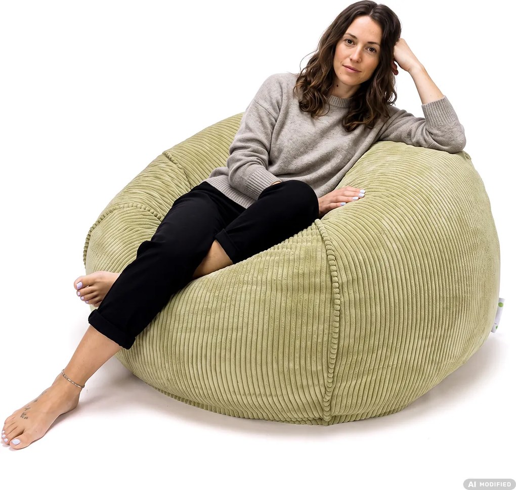 Sedací vak Nela s penovou výplňou – hrubý menčester | MOOD Farba MOOD: Zelený
