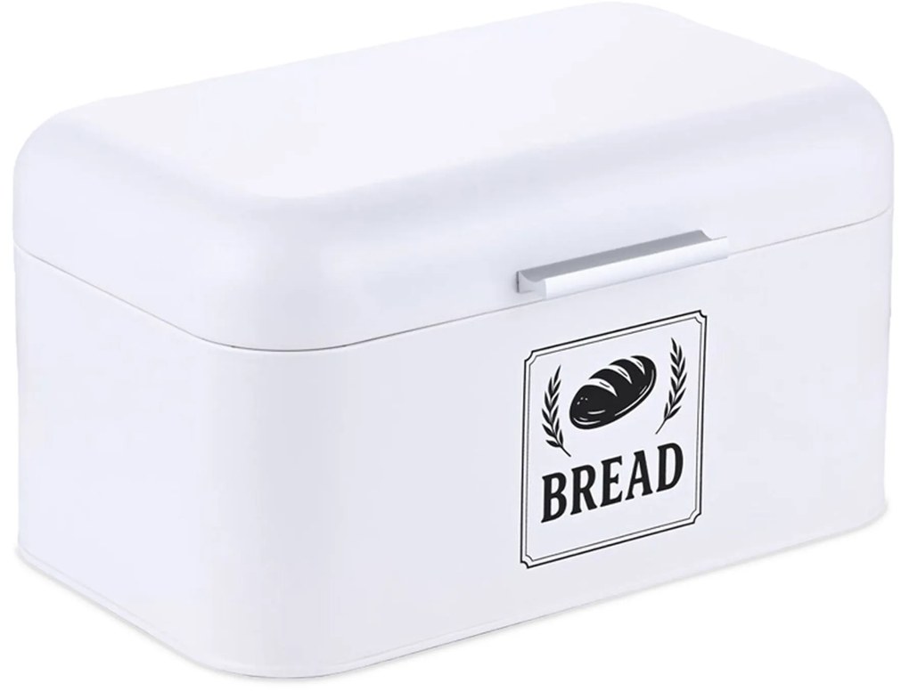Retro chlebník s vekom a rukoväťou L RD51591, biela