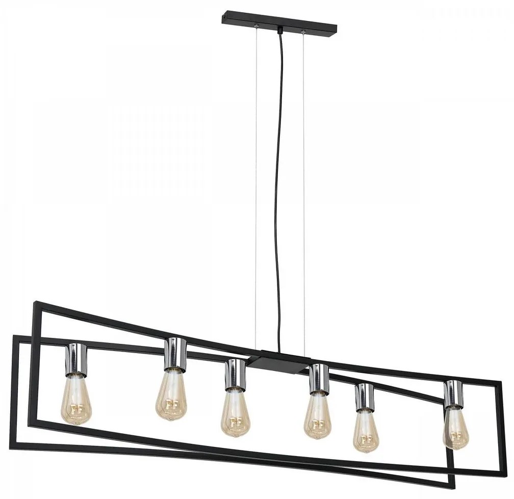 Luster na lanku TUNJA 6xE27/60W/230V čierna/chróm