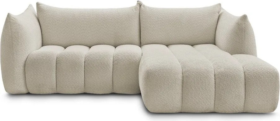 Béžová rohová pohovka z textílie buklé (pravý roh/s leňoškou) Azra – Bobochic Paris