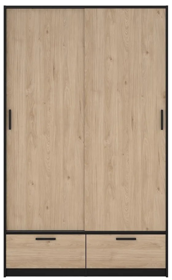 Šatníková skriňa v dekore duba s posuvnými dverami v čierno-prírodnej farbe 121x200 cm Line – Tvilum