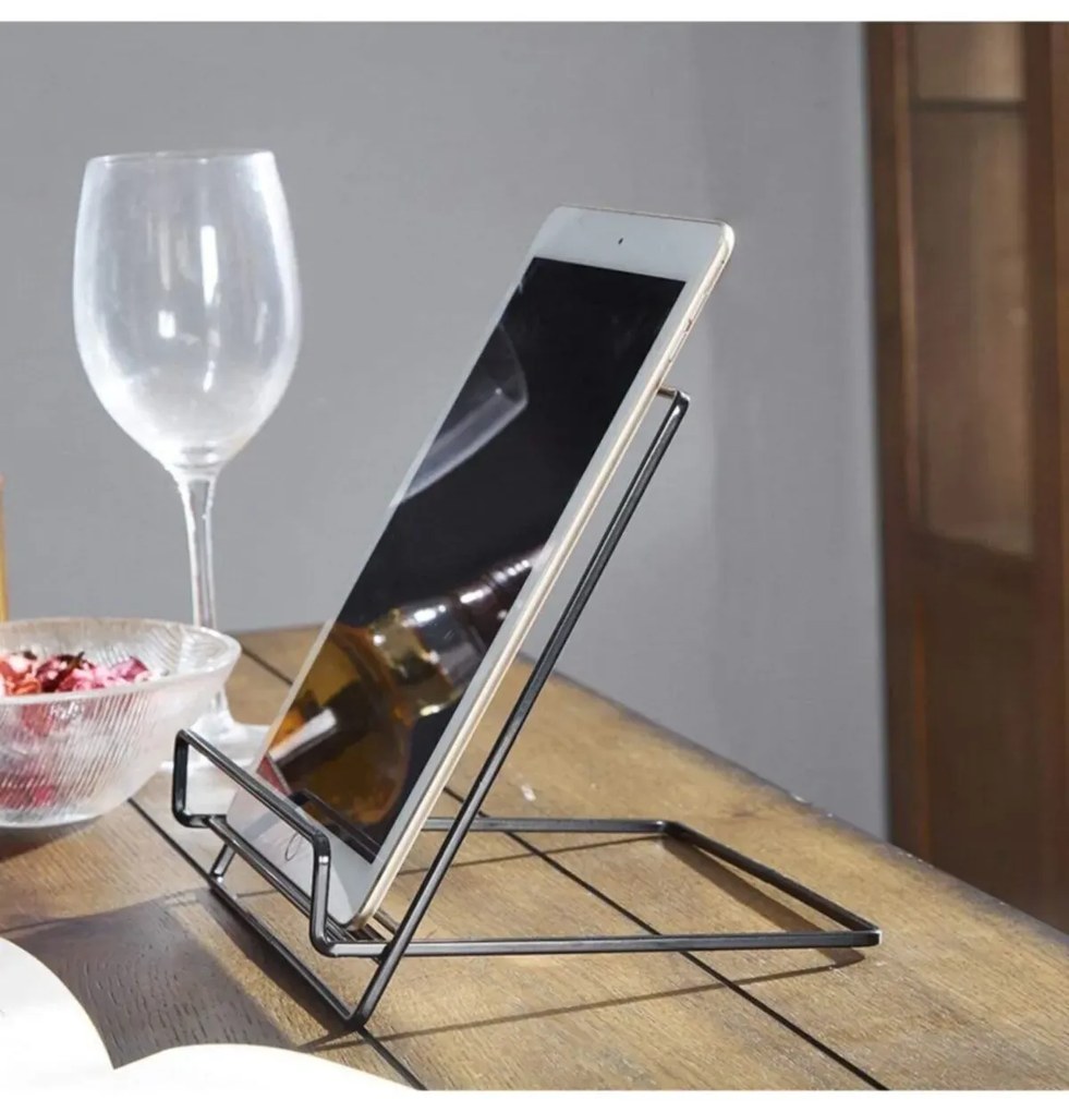 Zeller Present Kuchynský držiak na tablet a kuchárky, čierny kov NEMO