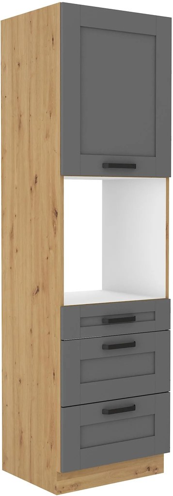 Potravinová kuchynská skrinka na rúru Lucid 60 DPS-210 3S1F (korpus: dub artisan + front: mdf dustgrey). Vlastná spoľahlivá doprava až k Vám domov. 1134767