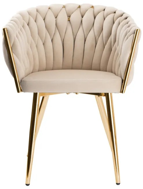 Jedálenská stolička COFTON zamatová, zlatá / béžová