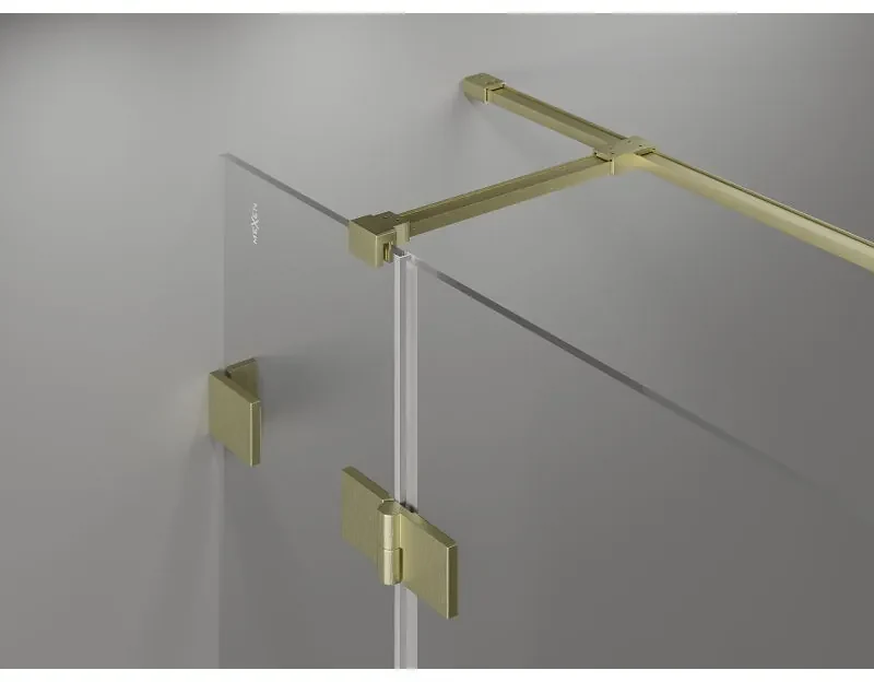 Mexen Lunar T, sklápací sprchový kút ľavý 120 x 110 cm, 8mm číre sklo, zlatý kartáčovaný - 834T-120-110-55-00-L