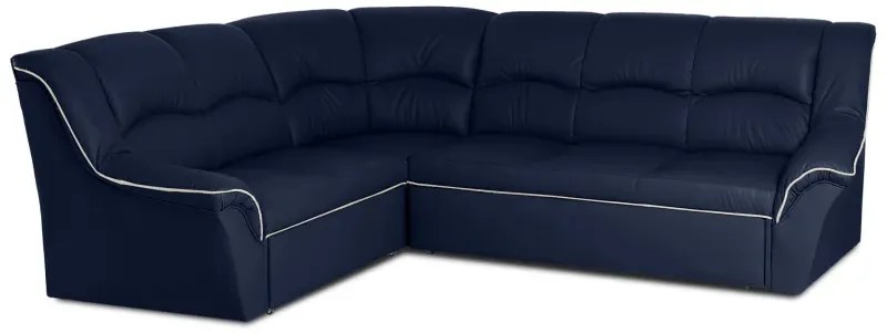 Kožená rohová sedacia súprava DUBAJ LUX XL II, Ľavá, tm. modrá (K-58)_biela (U-1)
