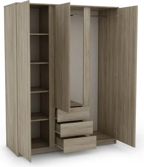Šatníková skriňa Carlos, dub sonoma, 152 cm