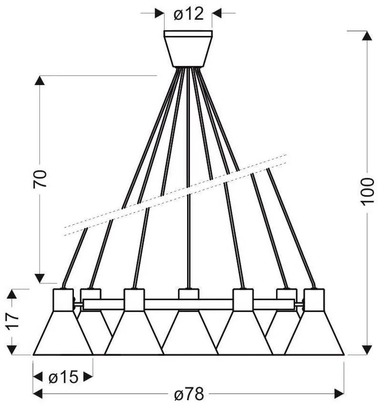 Candellux Čierno-zlatý závesný luster More pre žiarovku 7x E27 37-71170