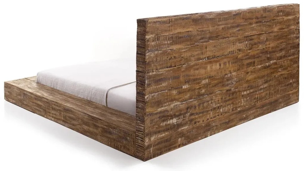 furniture-nabytek.cz - Masivní postel z mangového dřeva, pruhovaná, lakovaná, hnědá