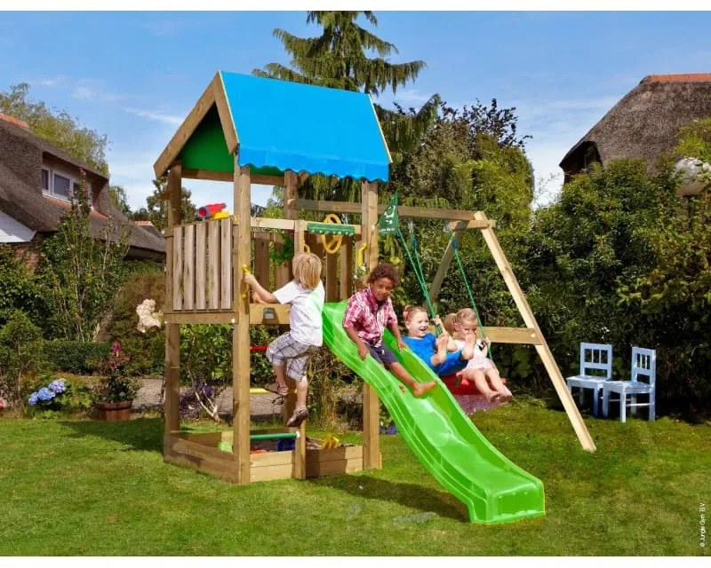 Ihrisko Jungle Home so šmykľavkou a modulom 2-Swing Frame 2.0