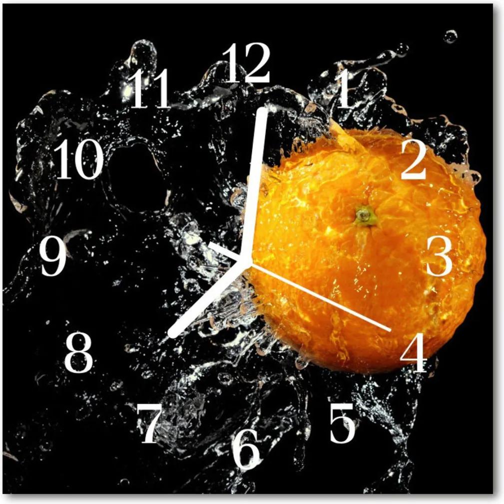 Nástenné sklenené hodiny  oranžový