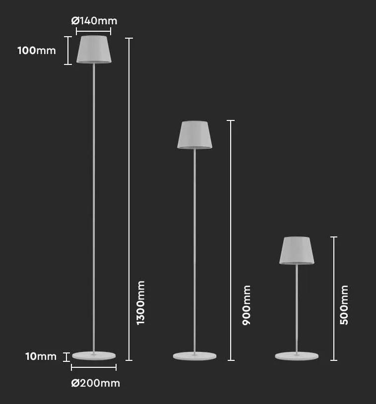 LED Solution Biela LED stojacia nabíjacia lampa 500-1300mm 4W IP54 7007