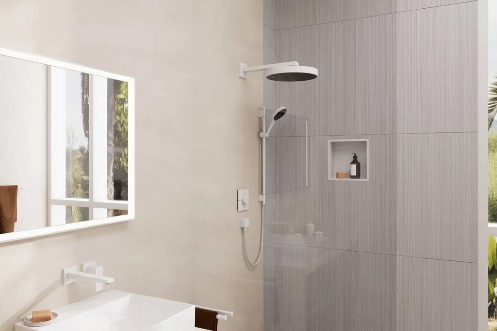 Hansgrohe Rainfinity, sprchová sada 130 3jet s tyčou S Puro 65 cm, biela matná, HAN-28745700