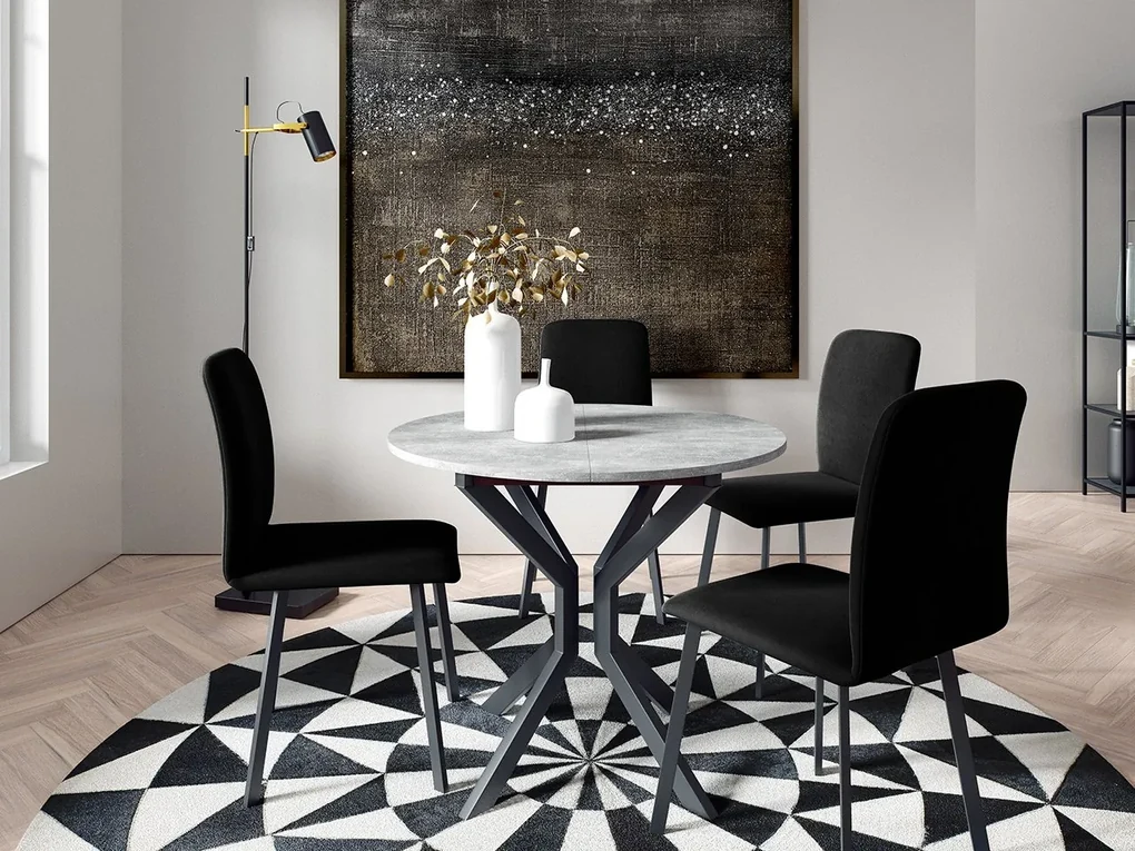 Jedálensky set so 4 stoličkami Kirtore M 90, Farby:: Amor Velvet 4302, Farby:: sivý mramor / čierna
