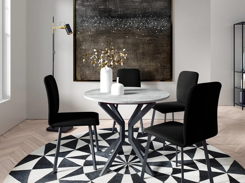 Jedálensky set so 4 stoličkami Kirtore M 90, Farby:: Amor Velvet 4318, Farby:: sivý mramor / čierna