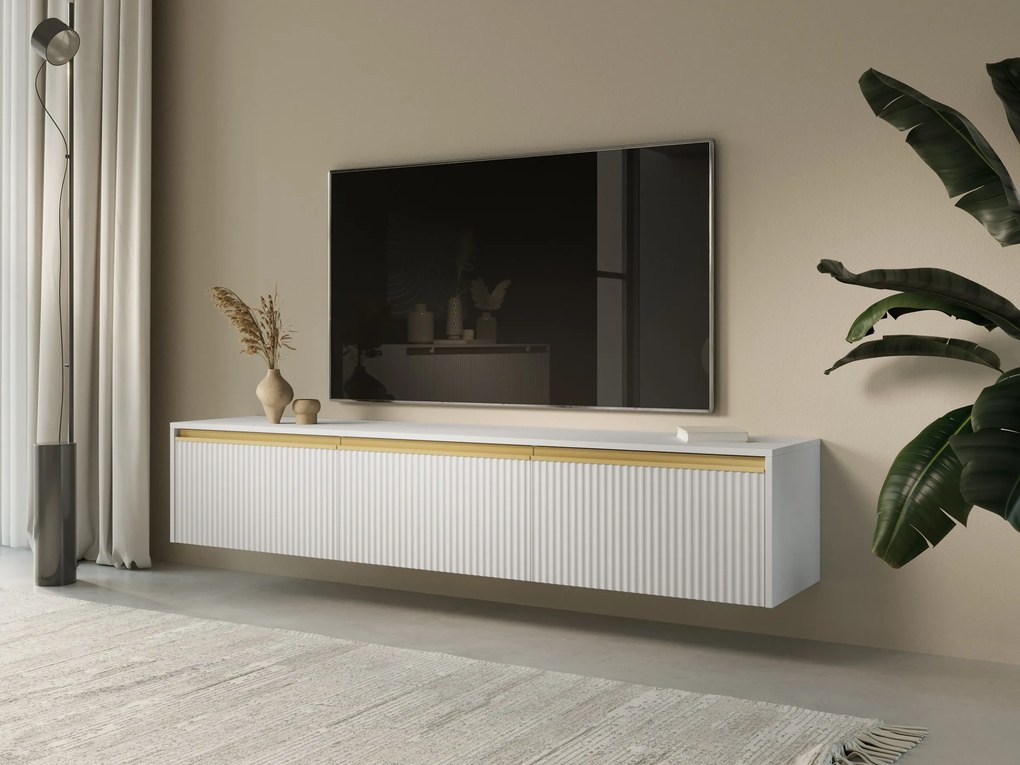 Televízny stolík Royal II 180 cm biely/zlatý