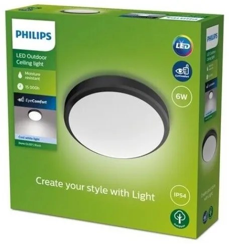 Philips - LED Kúpeľňové stropné svietidlo DORIS LED/6W/230V 4000K IP54 čierna