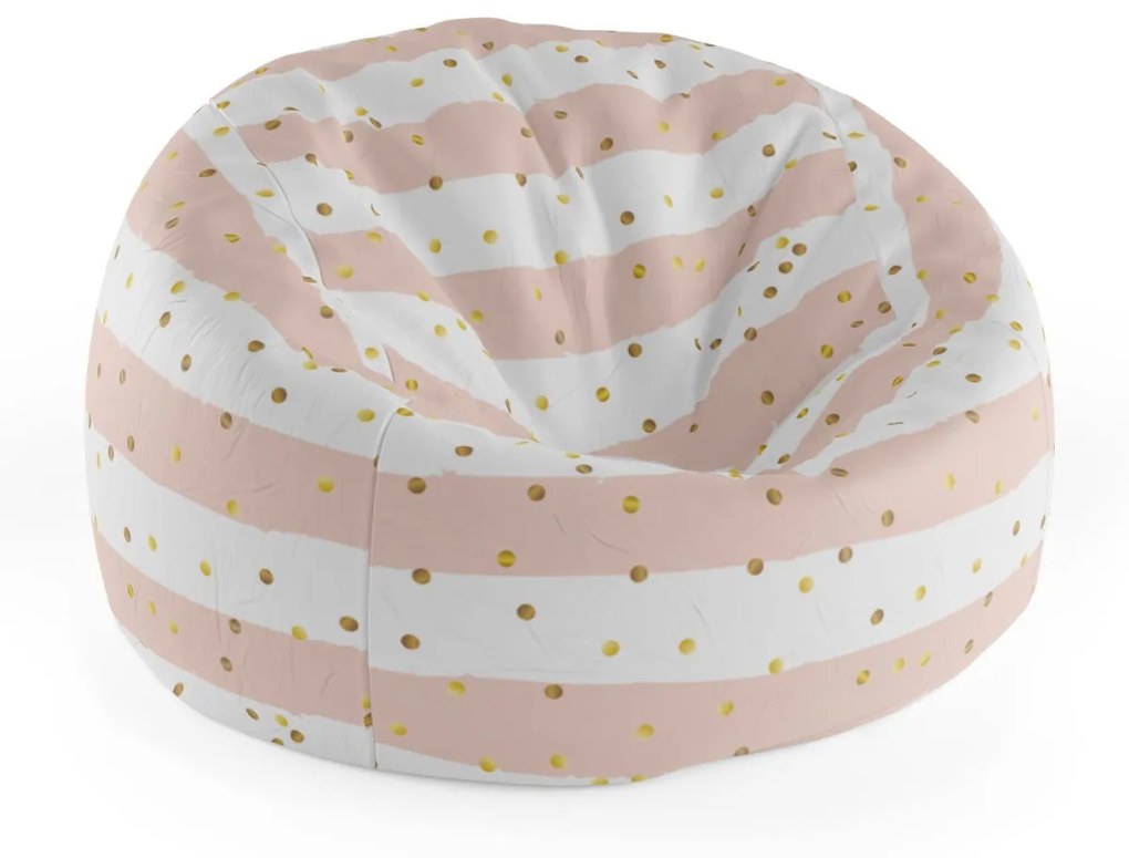 Sablio Sedací vak Cocoon Pruhy a zlaté bodky - 75 x 45 x 35 cm