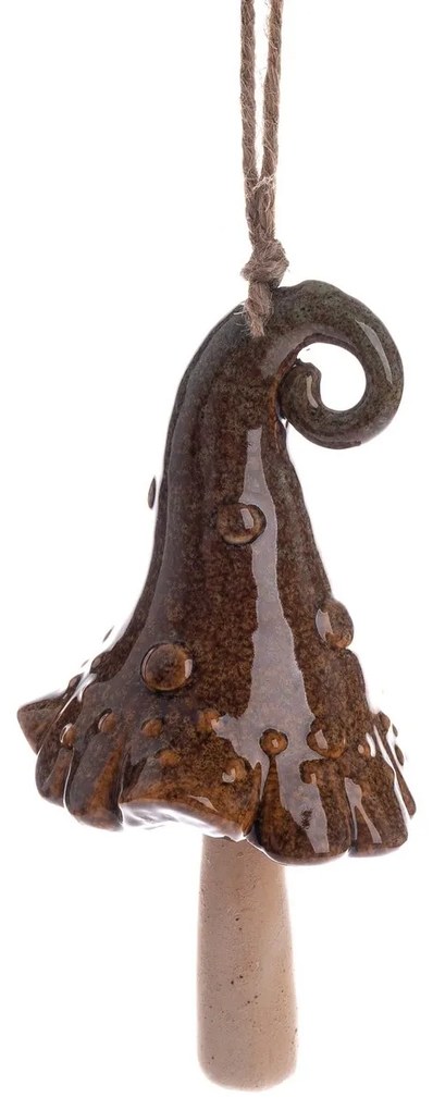 Keramický zvonček Klobúk hnedá, 38 x 9 cm