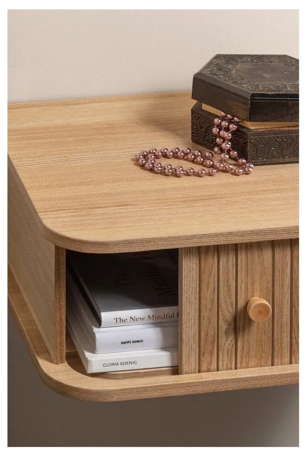 Závesný nočný stolík v dekore borovice v prírodnej farbe Jena – WOOOD