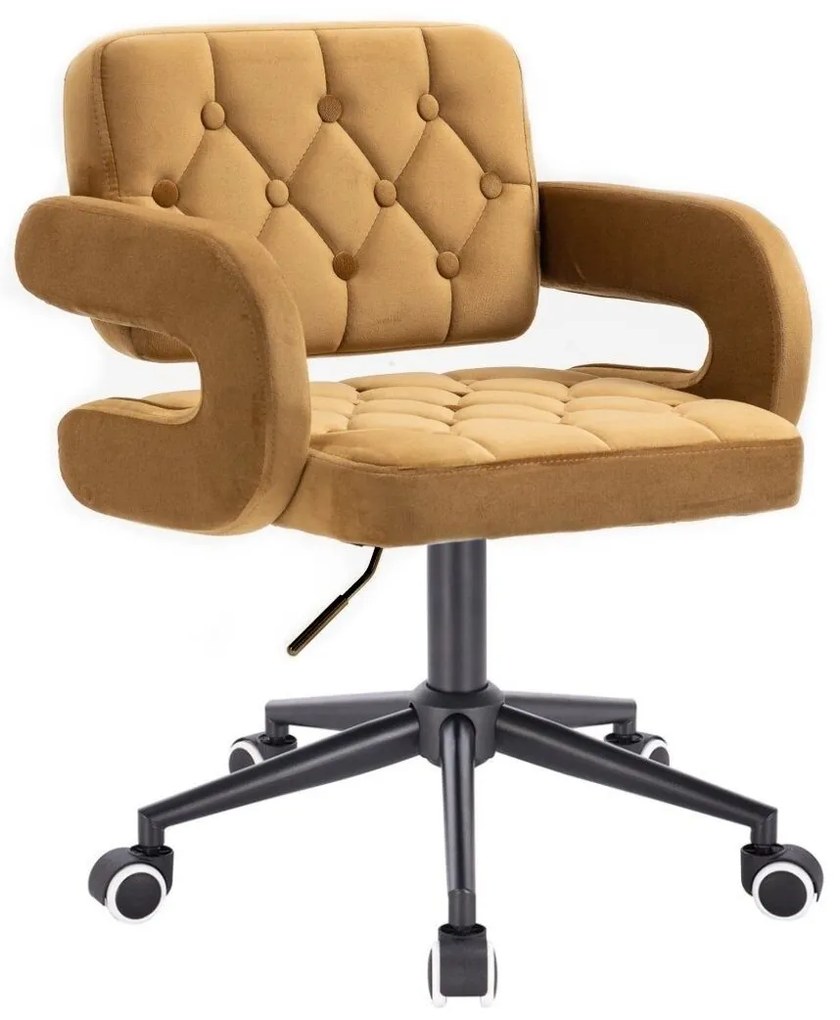 LuxuryForm DESIGN Stolička ADRIA VELUR na čiernej podstave s kolieskami - medová