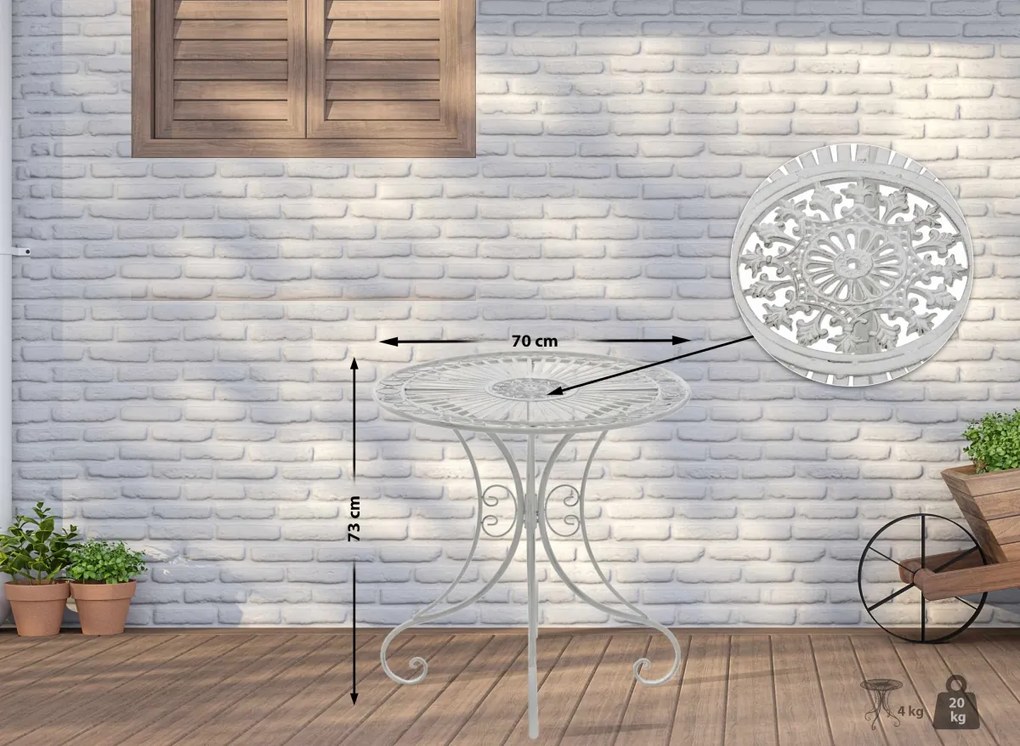 Kovový stôl GS13437402 - Biela antik