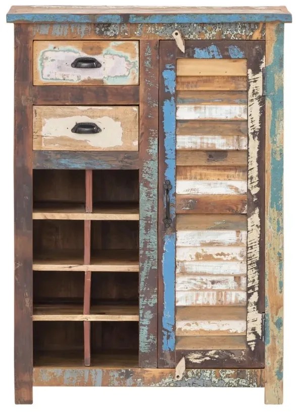 furniture-nabytek.cz - Masivní komoda Wakefield z recyklovaného dřeva, lakovaná, vícebarevná – 77×42×108 cm