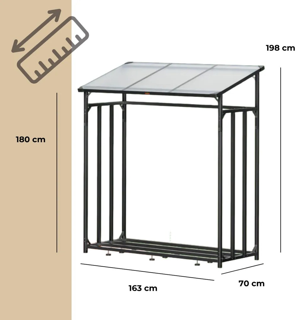 Prístrešok na palivové drevo CORINA, 198x163x70cm, antracitová/zelená Gardebruk