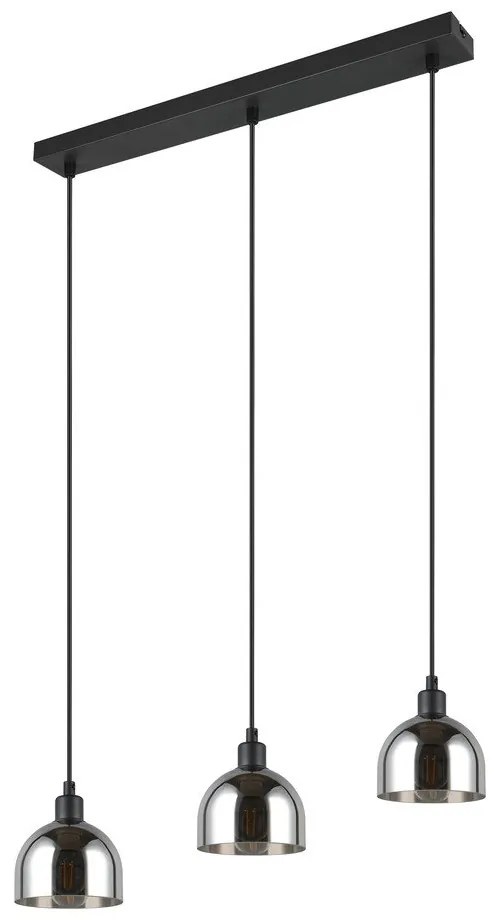 Závesné svietidlo so skleneným tienidlom v čierno-striebornej farbe Molly – Reality