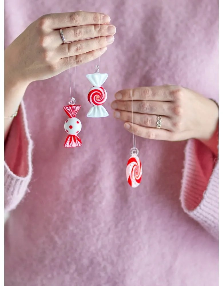 Sklenené ručne vyrobené vianočné ozdoby v súprave 3 ks 6 cm Festive – Bloomingville