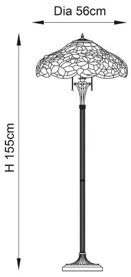Endon 64323 - Stojacia lampa Tiffany SULLIVAN 2xE27/60W/230V priemer 56 cm