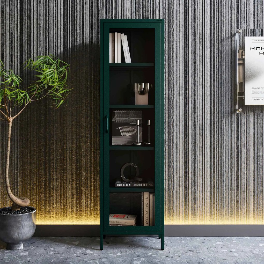 Vitrína LUIGI, 500 x 1800 x 350 mm, Modern: fľaškovo zelená