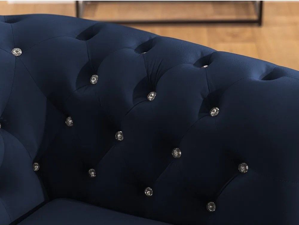 Modrá zamatová rozkladacia rohová pohovka (ľavý roh/do L) York Blik – Ropez