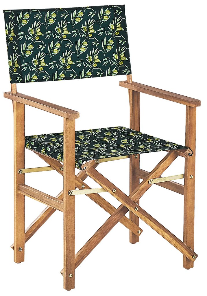 Sada 2 záhradných stoličiek a náhradných poťahov svetlé akáciové drevo sivá/vzor olív CINE Beliani