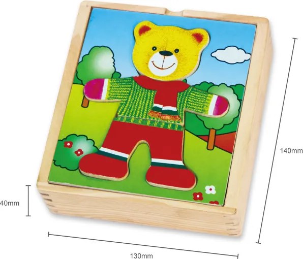 Drevené obliekacie puzzle Viga 56401 medvedík