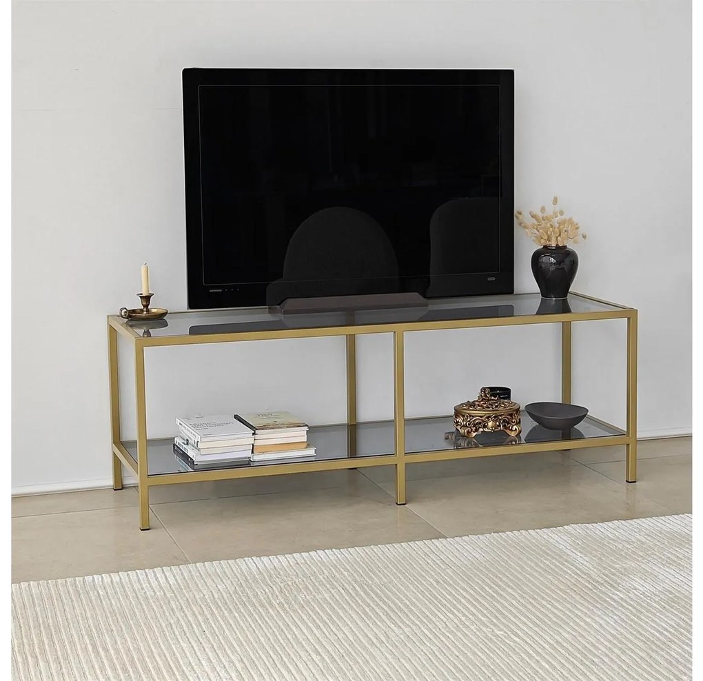 TV stolík Sibade 2 (tmavosivá + zlatá) . Akcia -20%. Vlastná spoľahlivá doprava až k Vám domov. 1095508