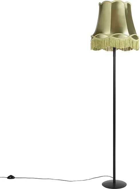 Retro stojaca lampa čierna so zeleným tienidlom Granny 45 cm - Simplo