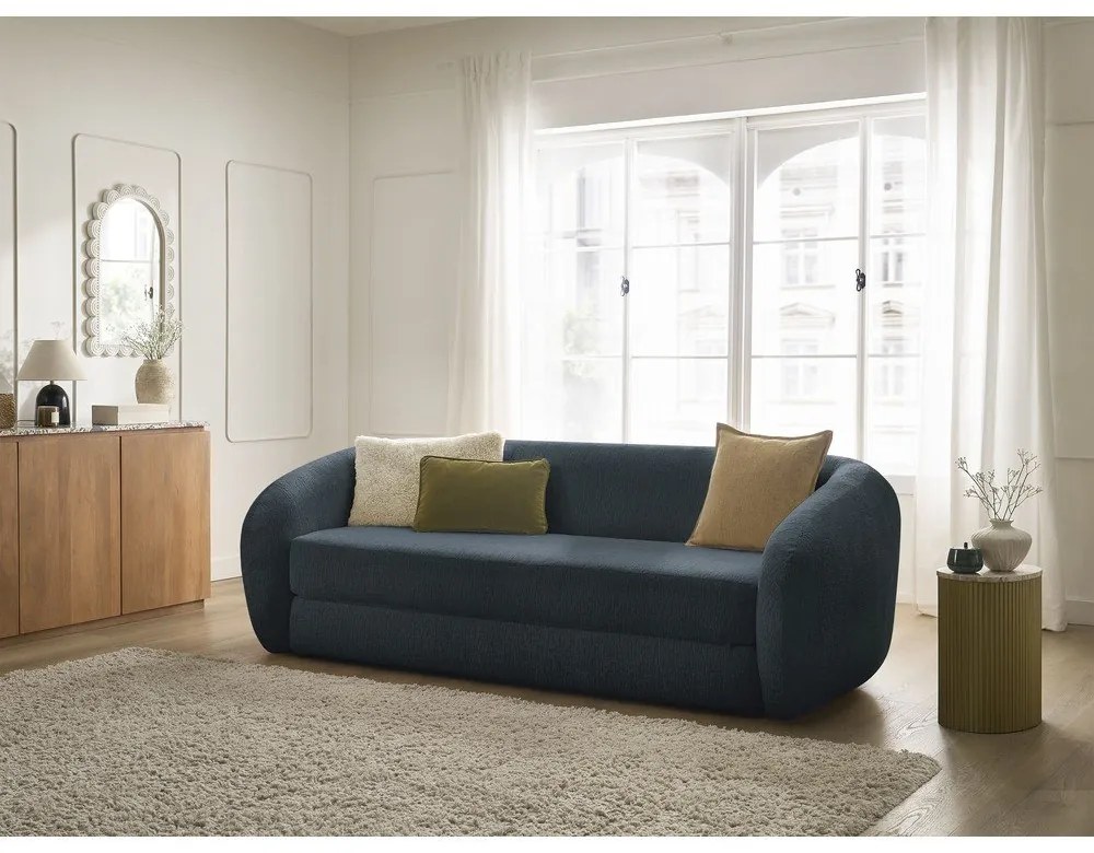 Tmavomodrá ženilková rozkladacia pohovka 228 cm Neyo – Bobochic Paris