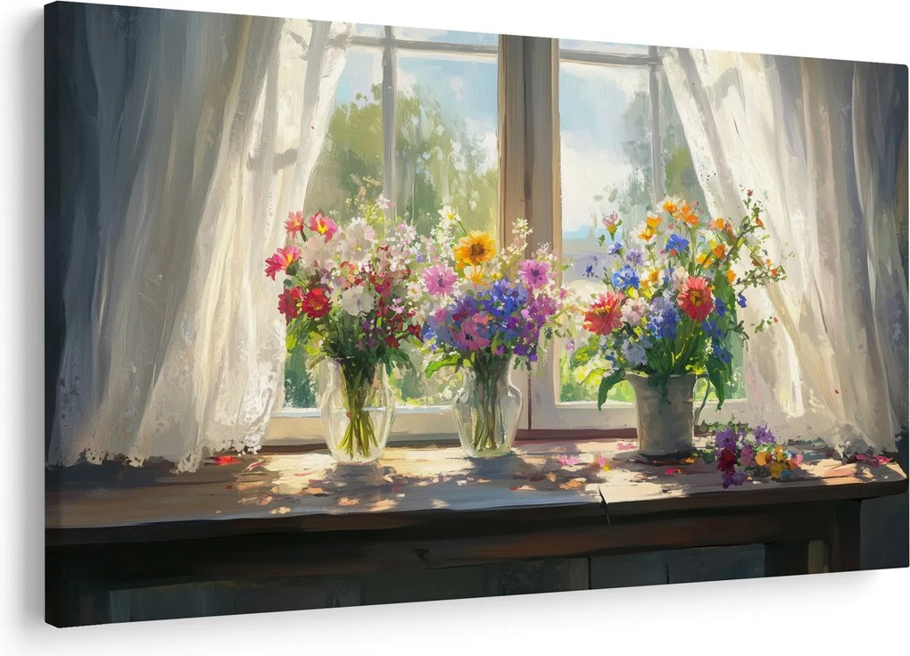 Obraz - Kytica pri okne (90x60 cm)