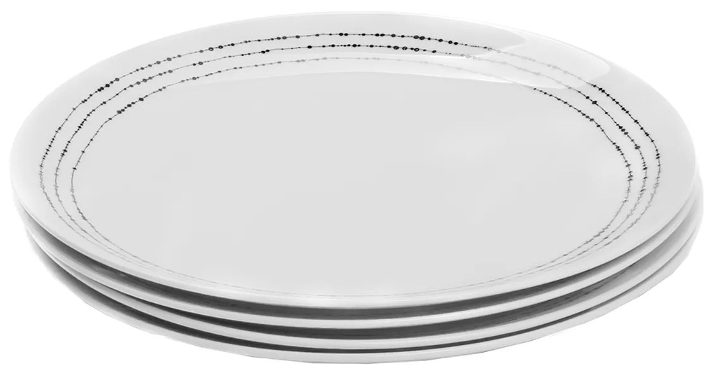 Plytký tanier 27 cm set 4 ks - Basic Dots - 490824