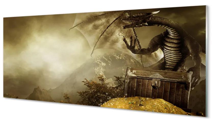 Obraz plexi Dragon horské mraky zlato 120x60 cm