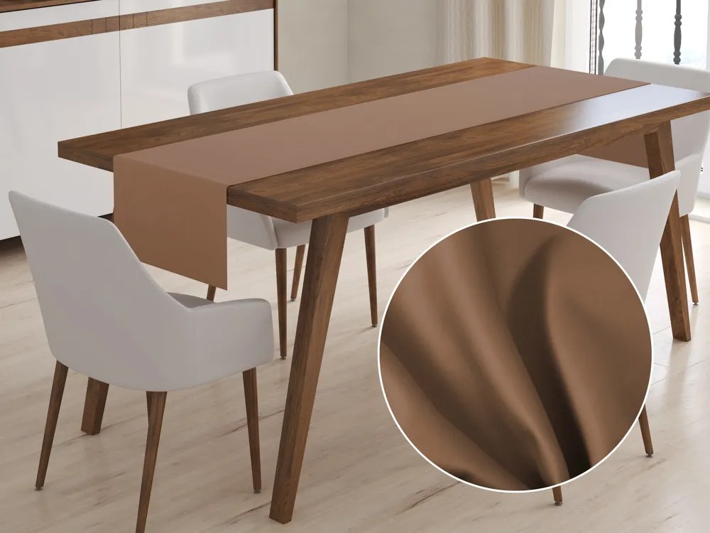 Biante Bavlnený saténový behúň na stôl ST-013 Svetlo hnedý 45x120 cm