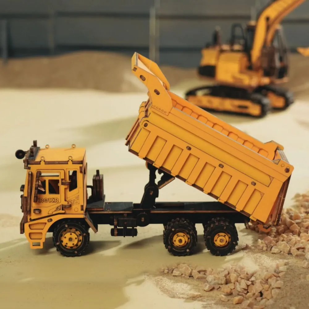Robotime Rokr 3D dřevěné puzzle Nákladní auto - sklápěč 225 ks