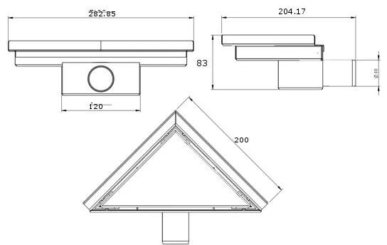 Mexen Flat, rohový sprchový žľab 20 x 20 cm, čierna, 1710320