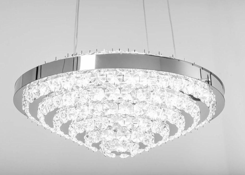 Toolight - Krištáľová závesná lampa APP774-1CP + diaľkové ovládanie, chrómová, OSW-05025