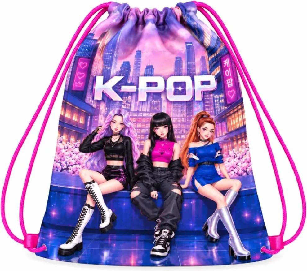 Vrecko na prezúvky KPop Demon Hunters – HUNTR/X - motív City Lights - 40x35 cm